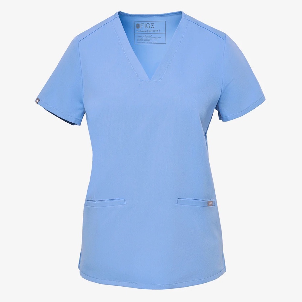 Figs Ceil blue 2 pocket scrub top